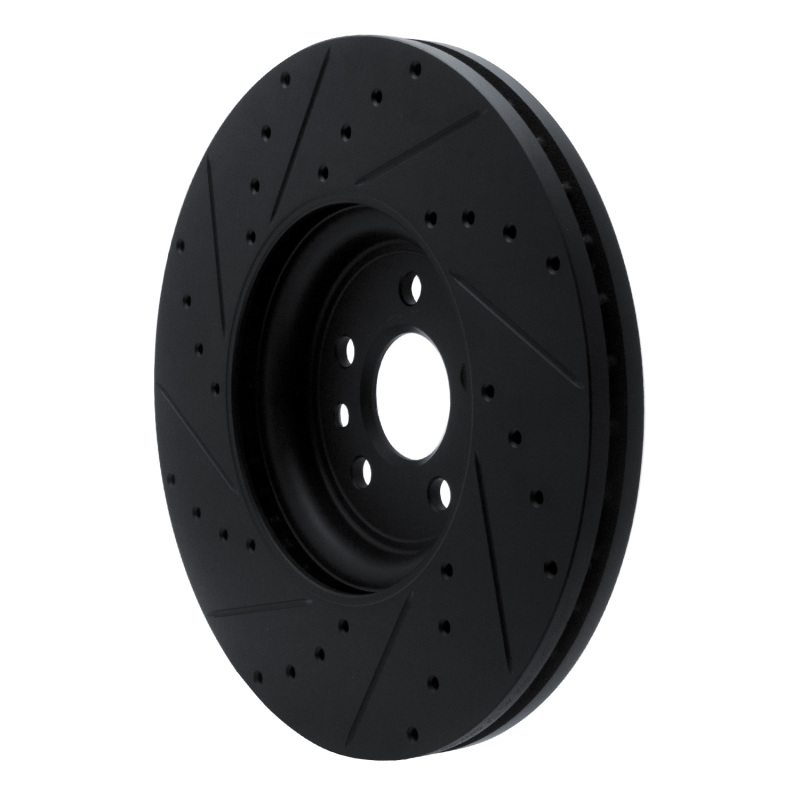 Jaguar F-Pace Brake Rotor (1) - Front Right - R1 Concepts - Drilled & Slotted - Black - `17-`20